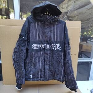 Section Winter Ski Snowboard Striped Black Jacket Size Medium